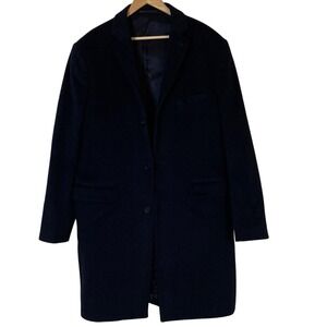 H&M Men's Wool‎ Cashmere Classic Navy Long Overcoat Size 46R Fully Lined